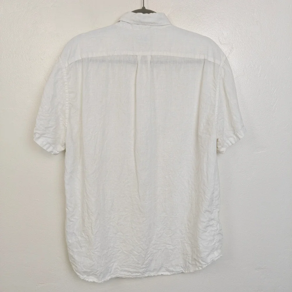 J. Crew Mens Baird McNutt Irish Linen Shirt Large White Slim Fit Coastal Summer